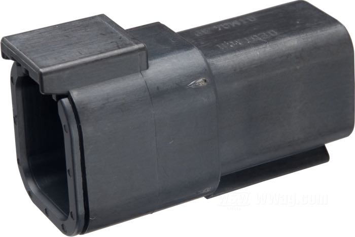 Pin housing »DTM « by Deutsch; 6-way; polyamide, black; for wires: ~ 0.5 - 1.5 mm² (AWG 20-16); gross weight: 11 g