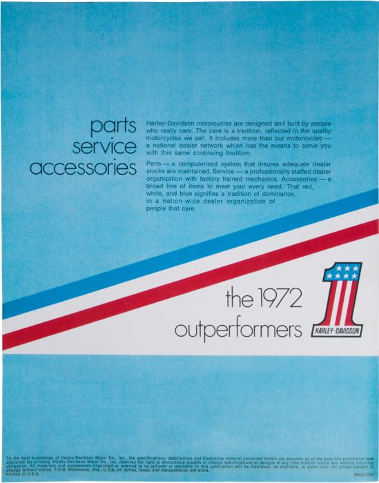 Catalogue »Classic H-D Motorcycle Accessories 1972«; papier; largeur x hauteur: 20 x 27 cm; coloré; 21 pages; poids brut: 142 g