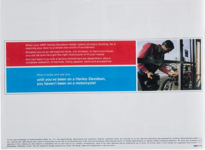 Catalogue »Classic H-D Motorcycle Accessories 1977«; papier; largeur x hauteur: 27 x 20 cm; coloré; 31 pages; poids brut: 116 g