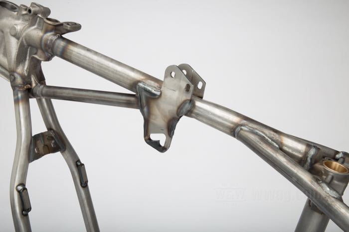 Telaio rigido »Wishbone« di VG Classic Frames & Parts; atto per Panhead 1952-1953; acciaio / ghisa sferoidale, naturale; rake: 30 °; rimpiazza OEM HD 47000-40A; Paesi Bassi; peso lordo: 37 kg