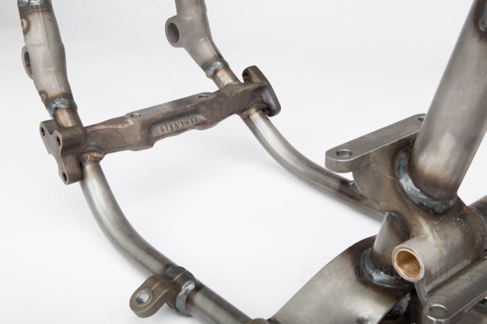 Telaio rigido »Wishbone« di VG Classic Frames & Parts; atto per Panhead 1952-1953; acciaio / ghisa sferoidale, naturale; rake: 30 °; rimpiazza OEM HD 47000-40A; Paesi Bassi; peso lordo: 37 kg