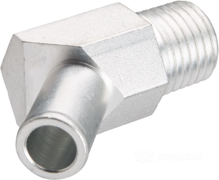 Raccord de durite d‘huile; pour Durite d'huile / Carter moteur / Durit d'alimentacion d'huile; pour durites de DI 3/8”; adaptable à K,KH,XLCH 1953- early 1962, XLH 1958-1966; acier, CAD (procédé ZnNi); filet raccord: 1/4