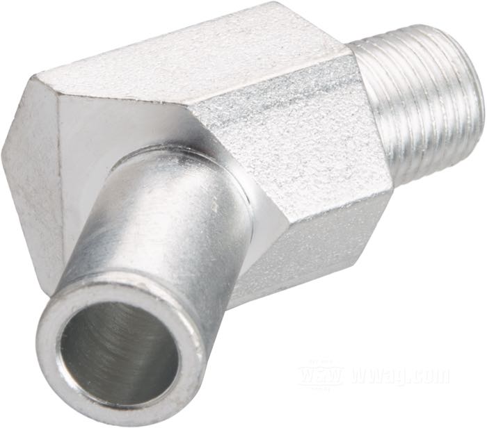 Raccord de durite d‘huile; pour Durite d'huile / Carter moteur / Durit de retour; pour durites de DI 3/8”; adaptable à XLCH late1962-1965, FL(H) 1965-1967; acier, CAD (procédé ZnNi); filet raccord: 1/8