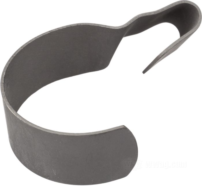 Fermacavi di Colony; per Pompa olio; per cavo spinterogeno; atto per modelli V 1930-1933; coperchio della molla della valvola di scarico posteriore; acciaio per molle, parkerizzato; rimpiazza OEM HD 4729-30; U.S.A.; peso lordo: 19 g