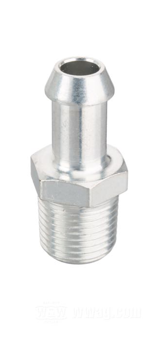 Raccord; pour Durite d'huile; adaptable à Big Twin 1965-début 1966; pour les durites de DI 5/16”; acier, zingué, droit; filet raccord: 1/8”-27 NPT; remplace OEM HD 63578-52; poids brut: 9 g
