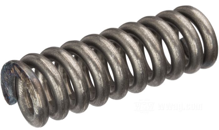 Molla di The Cyclery; per Frizione; atto per 45”/750 cc 1929-1933, Singles 1929-1934; acciaio per molle, parkerizzato, filo Ø = 2 mm; lunghezza: 30 mm; Ø 10 mm; rimpiazza OEM HD 2546-29; U.S.A.; AVVERTENZA: I modelli primi 1929 utilizzano 9 molle, i modelli dal tardi 1929 ce ne vogliono 14.; peso lordo: 6 g