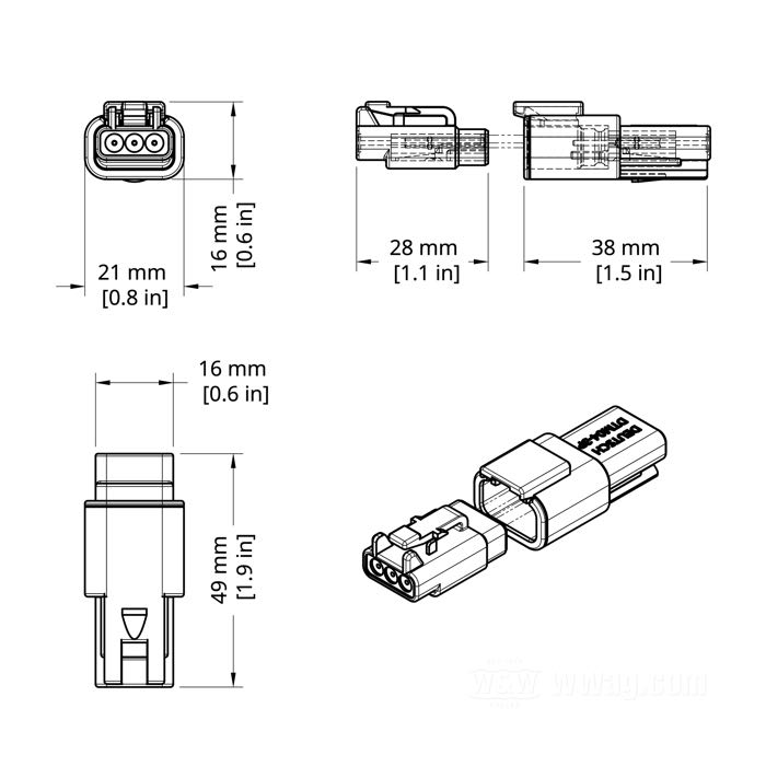 »DTM « von Deutsch; 3-polig; Polyamid; für Kabel: ~ 0.5 - 1.5 mm² (AWG 20-16)