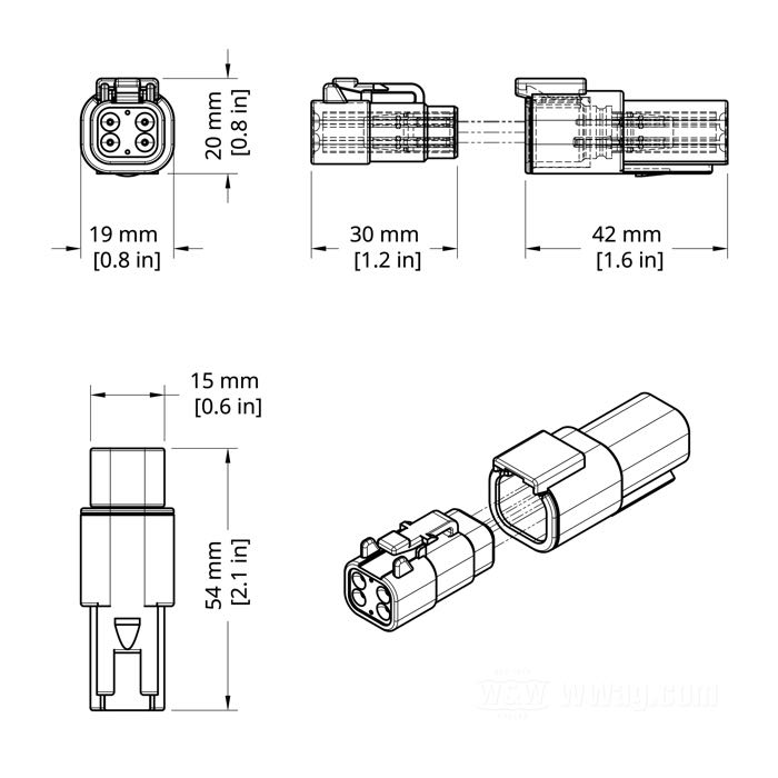 Steckersicherung »DTM « von Deutsch; 4-polig; Polyamid; für Kabel: ~ 0.5 - 1.5 mm² (AWG 20-16); Bruttogewicht: 1 g