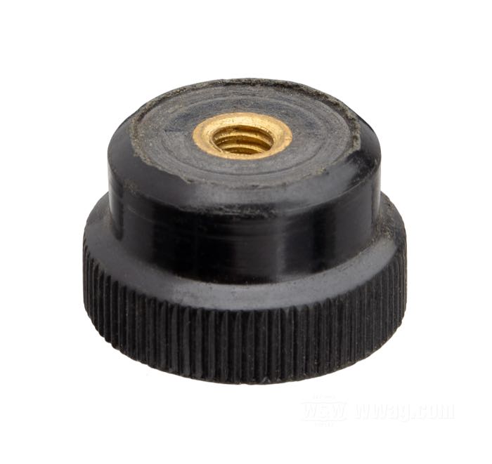 Rändelmutter von Brillman; Bakelit / Messing; Höhe: 13 mm; Ø 19 mm; Gewinde: #8-32; USA; Bruttogewicht: 6 g
