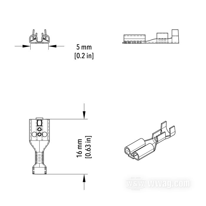 Cosse femelle; pour custom application; non isolé; laiton, étamé; largeur: 4.8 mm; pour fils de: ~ 0.5 - 1.0 mm² (AWG 20-18); poids brut: 1 g