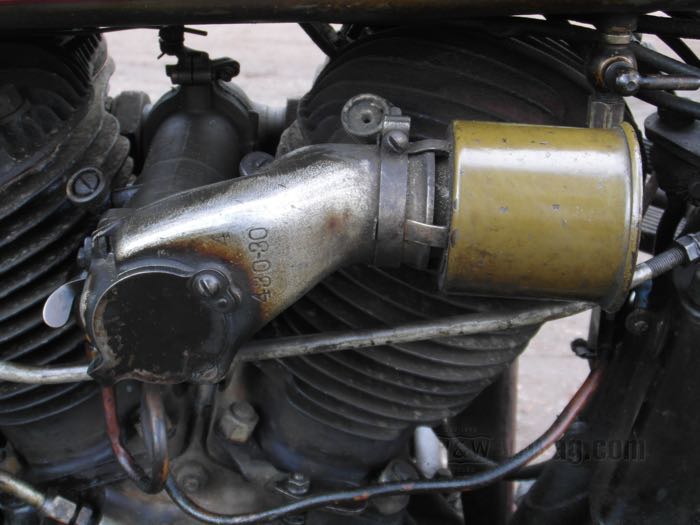 Filtro aria; atto per modelli del 1928-1929 con carburatore Schebler DLX; acciaio, a fondo preparato; con Morsetto; rimpiazza OEM HD 1401-28; Svezia; peso lordo: 250 g