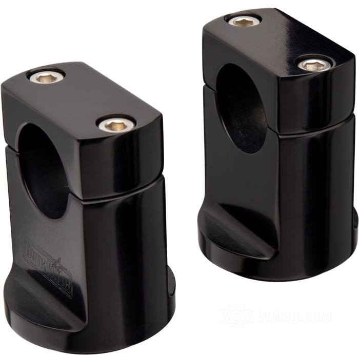 Riser di DynaMite; alluminio billet, anodizzato nero; filettatura: 1/2”-13; per manubri del Ø: 1 ”; misure conformi a disegno: H-altezza di montaggio = 46 mm, T-altezza generale = 64 mm, F-base-Ø = 44 mm; con viti di montaggio; peso lordo: 510 g