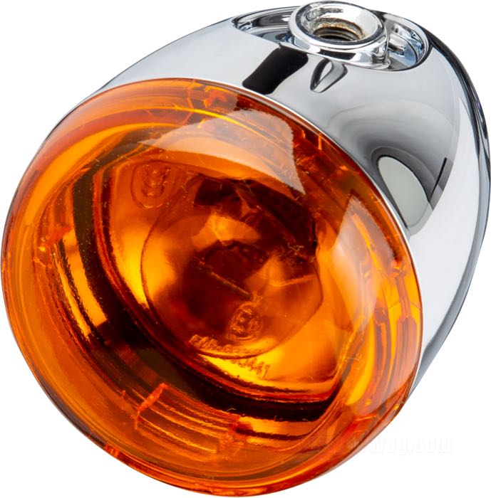 Intermitente; apropiado para modelos HDI: FXST 2000→,  Dyna 2001→, Sportster 2002-2020; aluminio fundido, ámbar, cromado; Ø 61 mm; rosca: 5/16”-18; 21 W; casquillo: BA15s; con bombilla 12 V; posición: trasero; reemplaza OEM HD 68978-00; homologado E13; peso bruto: 282 g