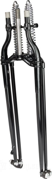 Forcella Springer »Classic +3° Offset« di Samwel Supplies; atto per Big Twins; filettatura interna di testa sterzo: 3/4”-14 UNS; acciaio, nero, rivestito a polvere, con molle cromate; lunghezza: 79 cm; rake G: 3 °; sovra-/sottomisura: +12 ”; con documentazione del materiale; Europa; peso lordo: 19 kg