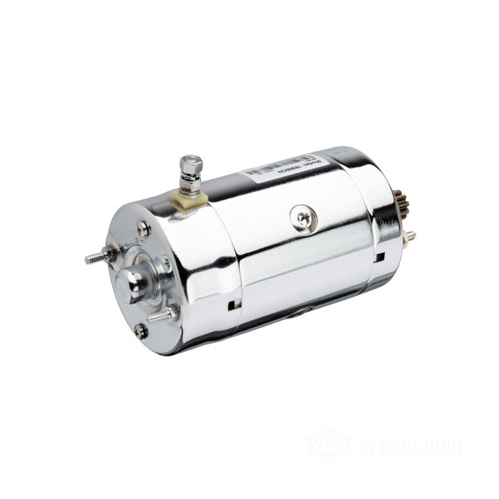Starter motor »Hitachi Type«; fits FLH 1982-1984, FLT late 1983-1988, FX/FXST 1974-1988, FXR late 1983-1988, XL 1974-early 1976; chrome-plated; thread: #10-24; replaces OEM HD 31559-89T; gross weight: 3.1 kg
