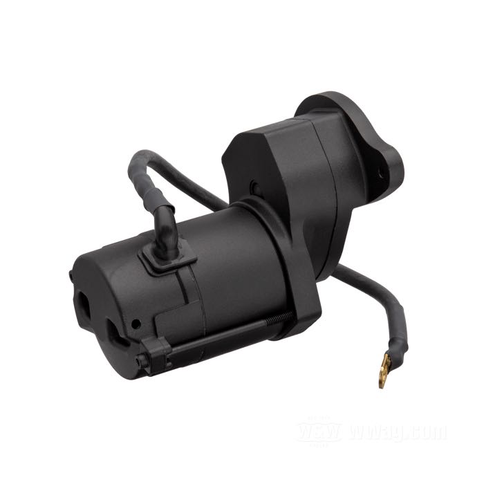 Starter motor by Spyke; fits Big Twin 4-speed/chain drive late 1979-early 1984; black; 1.4 kW; gross weight: 3.5 kg