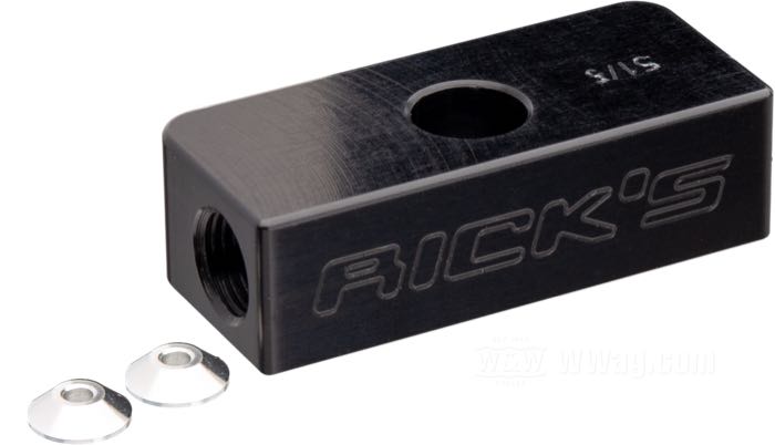 Verteiler-Stück von Rick’s; für Bremsleitung; passend für Modelle mit ABS / Sportster 2014-2020; Billet-Aluminium, schwarz, eloxiert; L x B x H: 50 x 21.5 x 14.5 mm; Anschlussgewinde: M10 x 1.0; Deutschland; Bruttogewicht: 49 g