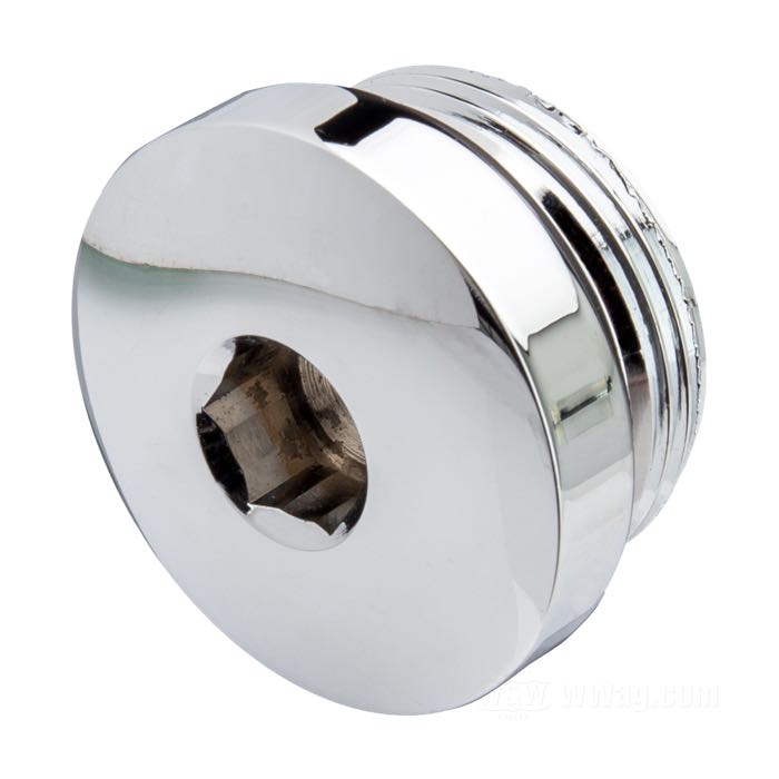 Bouchon fileté; pour Cache primaire extérieur; pour réglage d‘embrayage, remplissage d'huile; adaptable à Sportster 1977-1985; acier, chromé; hauteur: 1”; Ø 1-3/4”; BTR; filetage: 1-1/2”-12; clé: 1/2 ”; avec joints torique; poids brut: 173 g