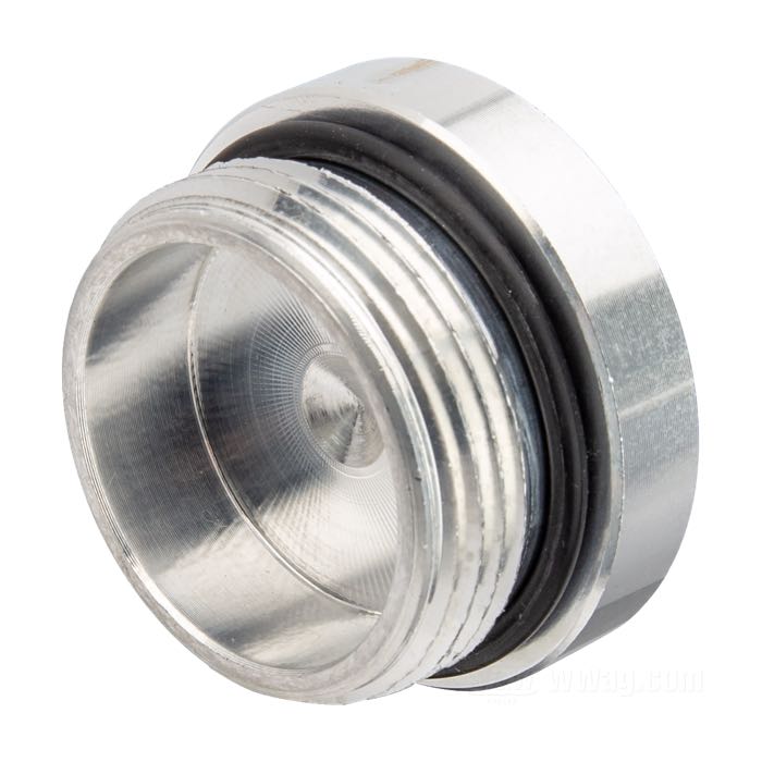 Verschlussschraube; für Äußerer Primärdeckel; für Kupplungseinstellung, Öleinfüllung; passend für Sportster 1977-1985; Billet-Aluminium, Maschinenfinish; Höhe: 1”; Ø 1-3/4”; Innensechskant; Gewinde: 1-1/2”-12; Schlüsselgröße: 1/2 ”; mit O-Ring; Bruttogewicht: 66 g