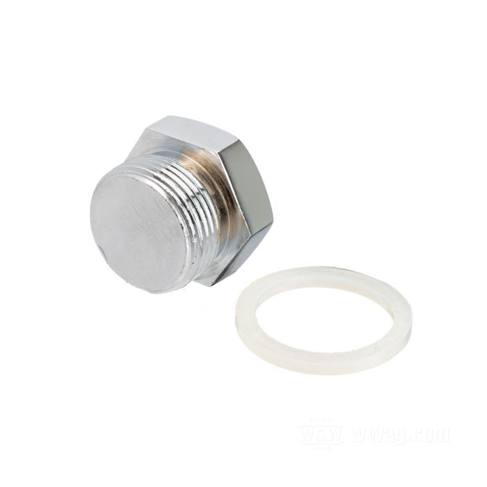 Filler plug; for Transmission; fits 4-speed Big Twin 1936-1984; steel, chrome-plated; hex socket button head; thread: 7/8”-18; gross weight: 80 g