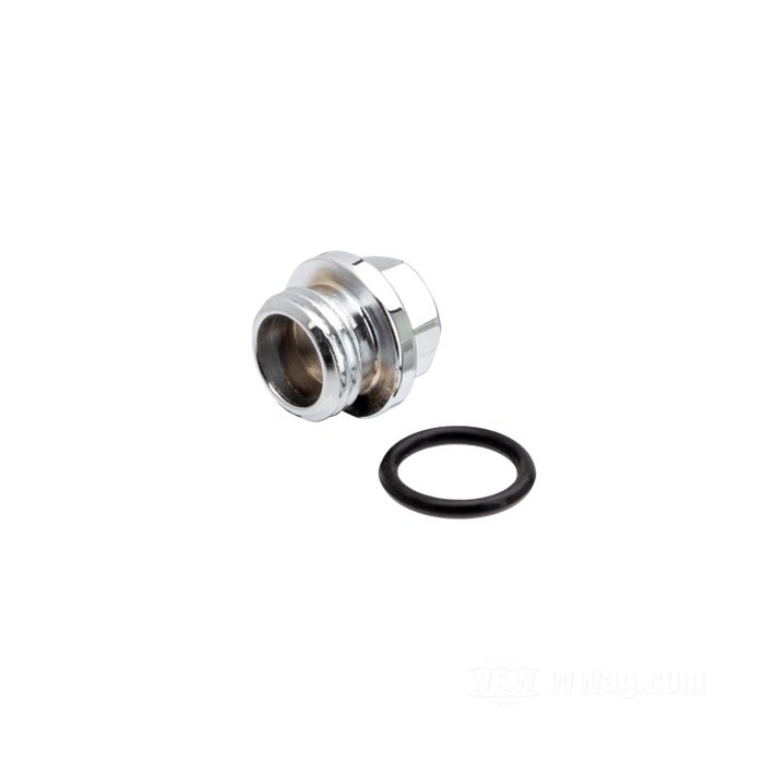 Bouchon fileté; pour Valve de retenue; adaptable à Big Twin 1936-1980; acier, chromé; hexagonal à collet; filetage: 1/2”-20; clé: 7/16 ”; remplace OEM HD 26362-36; poids brut: 20 g