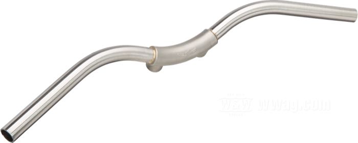 Manillar »Wave« de DBBP; acero inoxidable / acero inox fundido, satinado, distancia torretas 3-1/2” (= 89 mm); Ø 1”; rosca: 1/2”-20; colocación del mazo de cables: sin acanaladuras; espesor de pared: 2 mm; Países Bajos; peso bruto: 1.72 kg