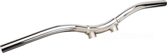 Lenker »Wave« von DBBP; Edelstahl / Edelstahlguss, poliert, Riserabstand 3-1/2” (= 89 mm); Ø 1”; Gewinde: 1/2”-20; Kabelführung: ohne Kabelsicken; Wandstärke: 2 mm; mit Teilegutachten; Niederlande; Bruttogewicht: 1.74 kg