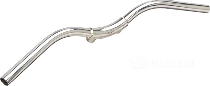 Lenker »Wave« von DBBP; Edelstahl / Edelstahlguss, poliert, Riserabstand 3-1/2” (= 89 mm); Ø 1”; Gewinde: 1/2”-20; Kabelführung: ohne Kabelsicken; Wandstärke: 2 mm; mit Teilegutachten; Niederlande; Bruttogewicht: 1.74 kg
