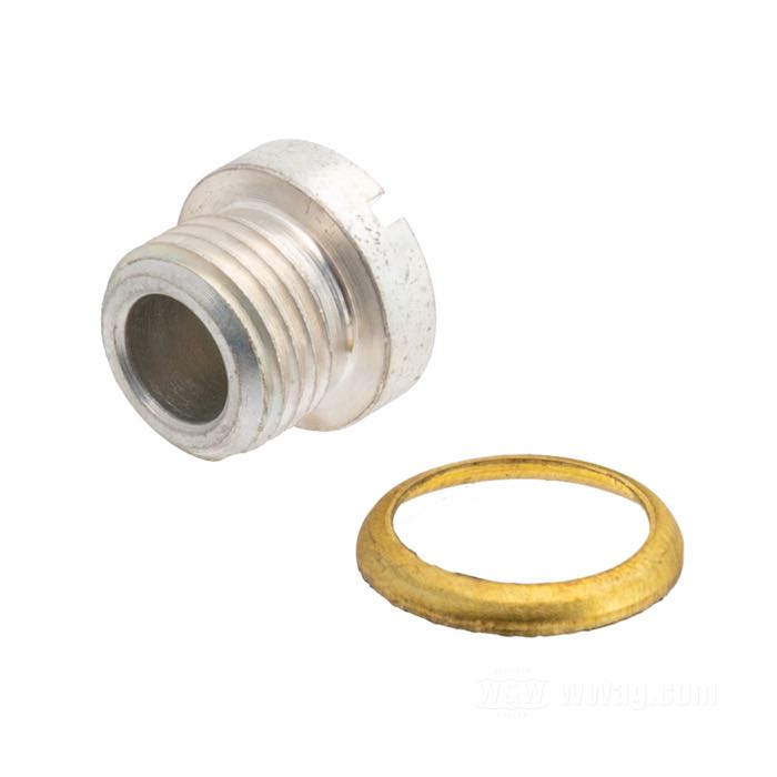 Bouchon fileté; pour tamis d‘huile du carter; adaptable à Big Twin 1966-1969; acier, CAD (procédé ZnNi); tête cylindrique fendue; filetage: 1/2”-20; remplace OEM HD 655; poids brut: 20 g