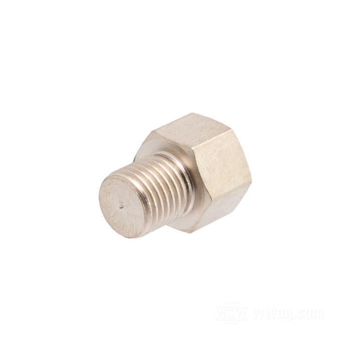 Drain plug by Competition Distributing; for crankcases IOE models 1911-1929; steel, nickel-plated; hex; thread: 3/8”-24; wrench size: 1/2 ”; replaces OEM HD 453-11; USA; gross weight: 15 g