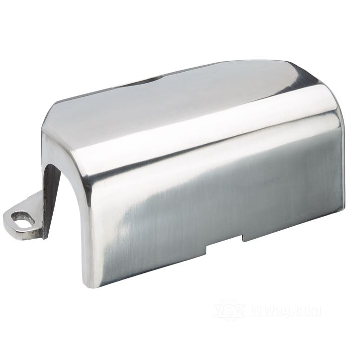 Cover; for Handlebar clamp; fits FL(H) 1960-1979 (with steering damper); cast aluminum, polished; replaces OEM HD 56589-60; gross weight: 231 g