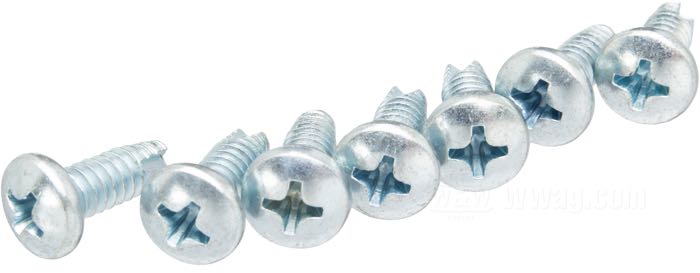 Juego de tornillos de Colony; apropiado para FLH/Servi-car 1960-1984; fija el anillo de monatje a la copa de aluminio; acero, CAD (método ZnNi); rosca: #10-24; reemplaza OEM HD 2661W y 2662W; EE. UU.; peso bruto: 25 g