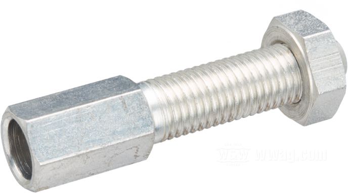 Einstellschraube von Colony; für mousetrap clutch booster; passend für Big Twin 1952-1967; Stahl, CAD (ZnNi Verfahren); Länge: 45 mm; Gewinde: 5/16”-24; mit Mutter; ersetzt OEM HD 38674-52; USA; Bruttogewicht: 24 g