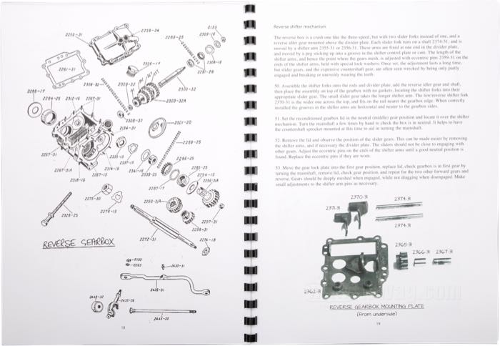 Book »Exotic Harley-Davidson VL Gearboxes - Restoring the 1936 4-speed Gearbox and the 1931-1936 Reverse Gearbox«; paper, 2. Edition; width x height: 21 x 29.8 cm; by Steve Slocombe; spiral bound; color + black and white; 34 pages; English; ISBN: 9780952750529X; Great Britain; gross weight: 295 g