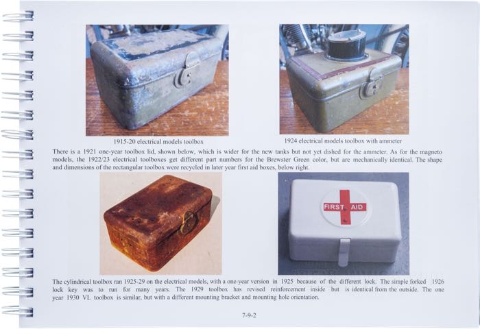 Libro »Harley-Davidson 1915-1929 Pocket Valve Big Twins - Identification and Restoration Guide«; papel, Primera edición; ancho x alto: 29.5 x 21 cm; de Steve Slocombe; encuadernación en espiral; color; 220 páginas; inglés; ISBN: 9780952750574; Gran Bretaña; peso bruto: 800 g