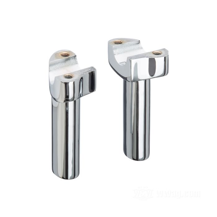 Riser; atto per FXWG 1980-1986; distanza riser 3-1/2” (= 89 mm); alluminio fuso, cromato; filettatura: 5/16”-18 / 1/2”-13; misure conformi a disegno: H-altezza di montaggio=107 mm; rimpiazza OEM HD 56142-80; peso lordo: 373 g