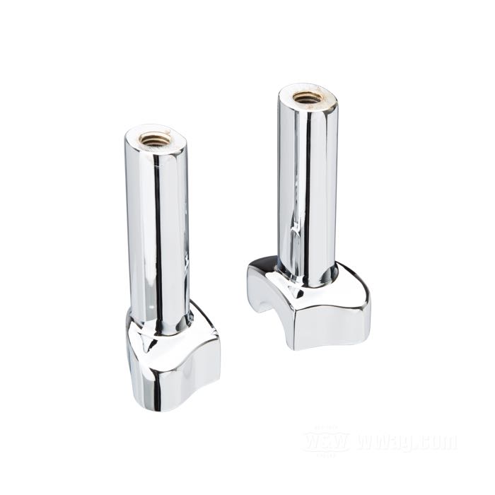 Riser; atto per FXWG 1980-1986; distanza riser 3-1/2” (= 89 mm); alluminio fuso, cromato; filettatura: 5/16”-18 / 1/2”-13; misure conformi a disegno: H-altezza di montaggio=107 mm; rimpiazza OEM HD 56142-80; peso lordo: 373 g