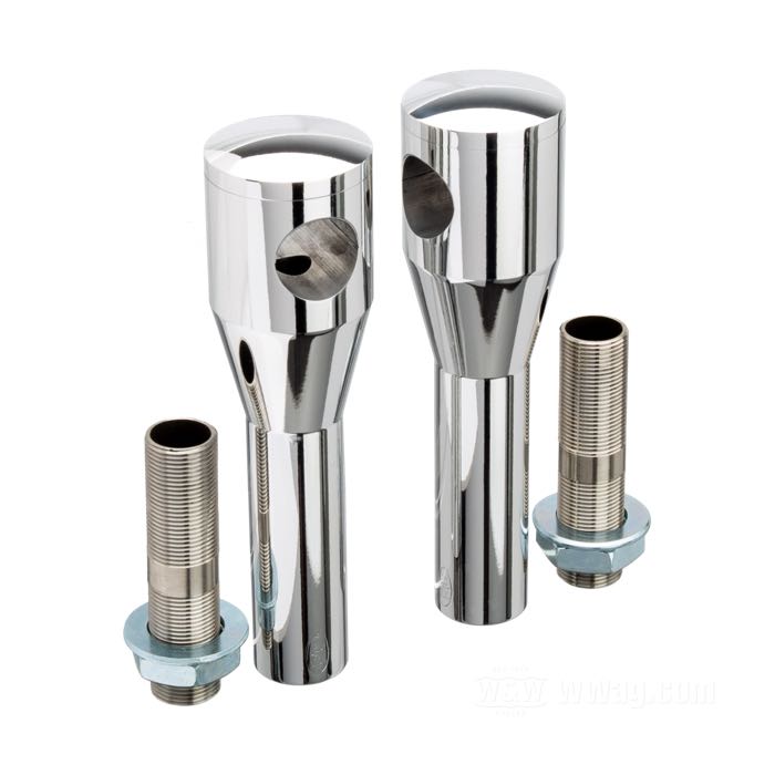Risers »Straight« de Ritz; cablage intérieur; alu billet, poli, Ø inférieur 30 mm, Ø superieur 49 mm; filetage: M22; pour guidons du Ø: 1 ”; mésures selon croquis: H-hauteur de montage=150 mm, T-hauteur général=180 mm; certifié; Allemagne; poids brut: 1.36 kg