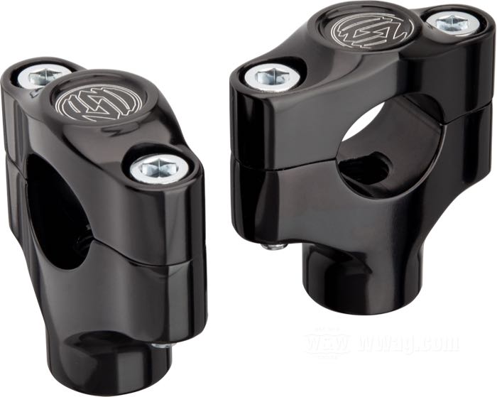 Riser di Roland Sands Design; alluminio billet, nero, anodizzato; filettatura: 1/2”-13; per manubri del Ø: 1 ”; misure conformi a disegno: H-altezza di montaggio = 40 mm, T-altezza generale = 62 mm; peso lordo: 320 g