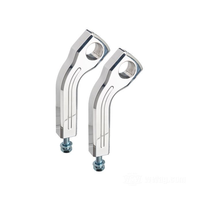 Riser »Pullback« von Ritz; außenliegende Kabel; Billet-Aluminium, poliert; Gewinde: M12 x 1.5; für Lenker-Ø: 1-1/4 ”; Maße gemäß Zeichnung: H-Anbauhöhe = 158 mm, T-Gesamthöhe = 190 mm, P-Kröpfung nach hinten = 45 mm; mit Teilegutachten; Deutschland; Bruttogewicht: 1.36 kg