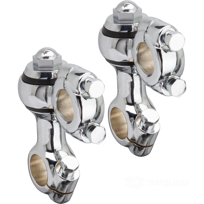 Risers »Flanders Dog Bone« by Cannonball; cast iron, chrome-plated; for handlebar Ø: 1 ”; measures according to drawing: H-mounting height = 64 mm, T-total height = 122 mm, P-pullback = 40 mm; gross weight: 1.51 kg