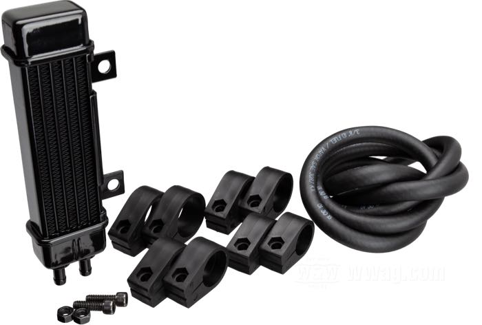 Oil cooler »Slimline« by Jagg; aluminum / steel, black; L x W x H: 205 x 55 x 30 mm; with oil hose, hardware; gross weight: 1.04 kg