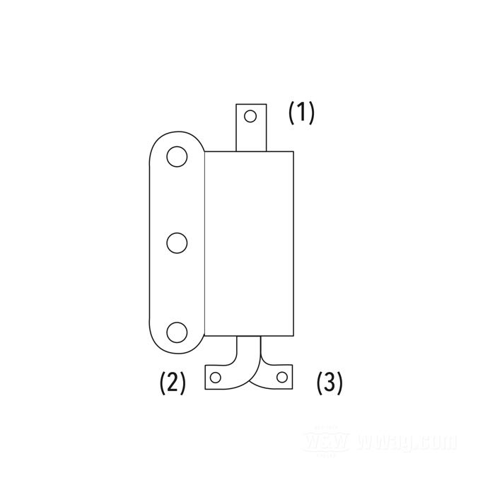 Cut-out diode »Delco Remy«; fits all twins 1938-1957; with 32E generators; steel, three terminals, with black cover; length x width: 9 x 5 cm; 6 V; replaces OEM HD 4785-38, and 74750-38; gross weight: 118 g