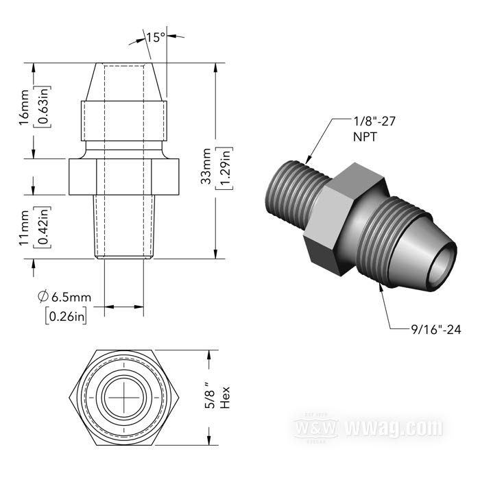 Raccordo condotto olio di Strange Bird; acciaio, CAD (procedimento ZnNi), 1/8 NPT pompa/carter, 9/16