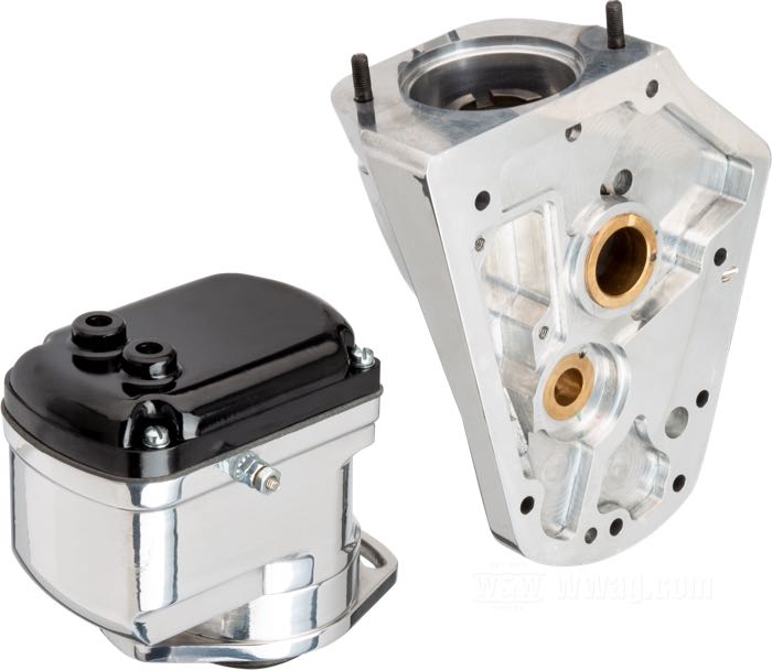 Magneto »M5« de Morris Magneto; apropiado para Big Twin Shovelhead y Evolution 1970-1999 / Big Twin 1993-1999; aluminio, pulido; con junta del cárter; EE. UU.; peso bruto: 5.7 kg