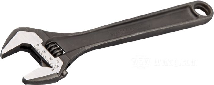 Adjustable open end wrench by Bahco; steel, parkerized; length: 250 mm; net weight: 420 g; size: 0 - 31 mm; wrench size: 0 - 1-1/4