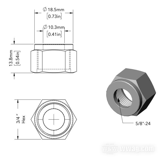 Überwurfmutter von Strange Bird; Stahl, CAD (ZnNi Verfahren); ersetzt OEM HD 63527-50; Bruttogewicht: 20 g