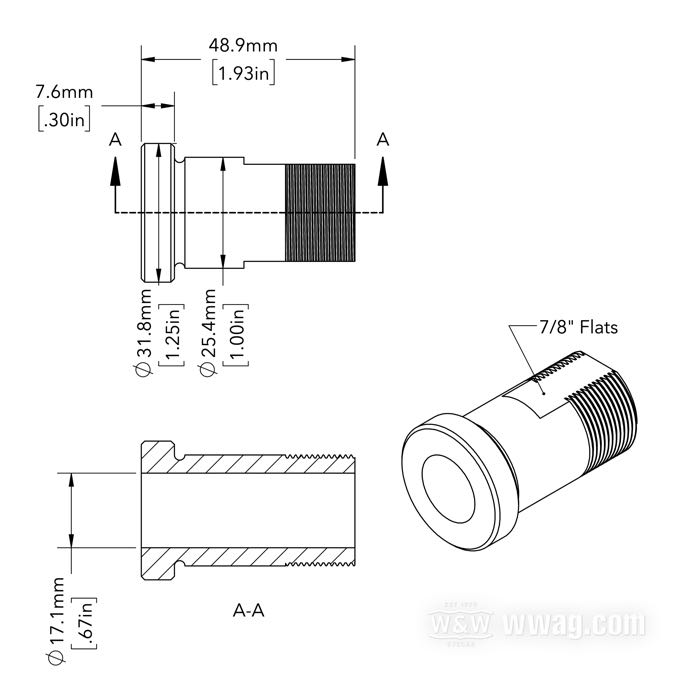 Manicotto perno; atto per Big Twin 1967-1972; posteriore; acciaio; filettatura: 1”-20; rimpiazza OEM HD 41600-67; peso lordo: 120 g