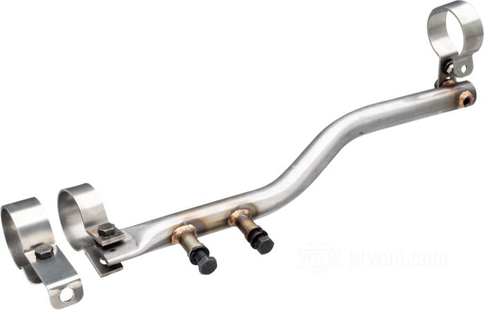 Support d’échappement de The GasBox; adaptable à XLH & XLCH 1957-1978; acier / acier inox, avec 2-2 XLR Style Drag Pipes; USA; poids brut: 936 g