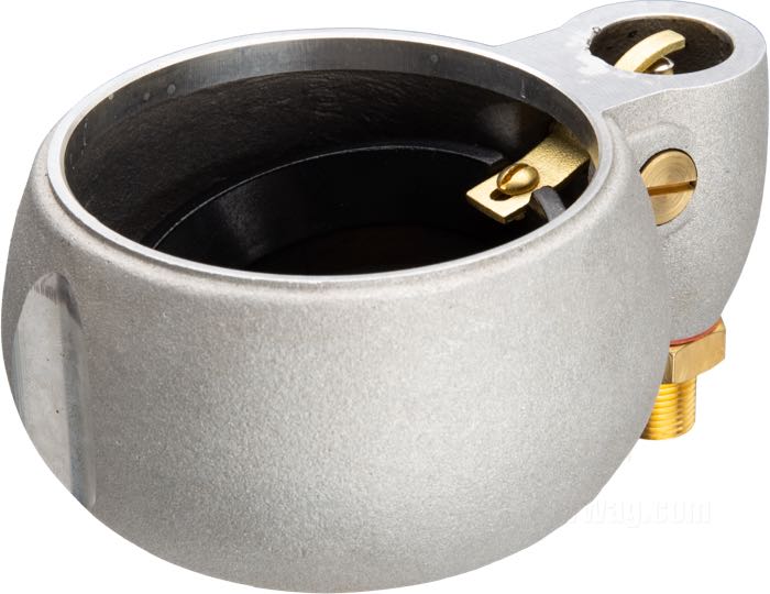 Gruppo vaschetta gallegiante »Bean Pot«; atto per OHV Big Twins 1936-1965, modelli K 1952-1956; alluminio / ottone / rame / plastica / composito fibra; Ø 79 mm; peso lordo: 200 g